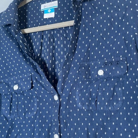 Columbia Small PFG Shirt Button Down Casual Navy Lightweight Spring Summer Top S - Picture 6 of 9